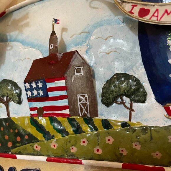 Americana Toleware 3D Patriotic Folk Art Tin Sign/ Wall Decor - Picture 8 of 16